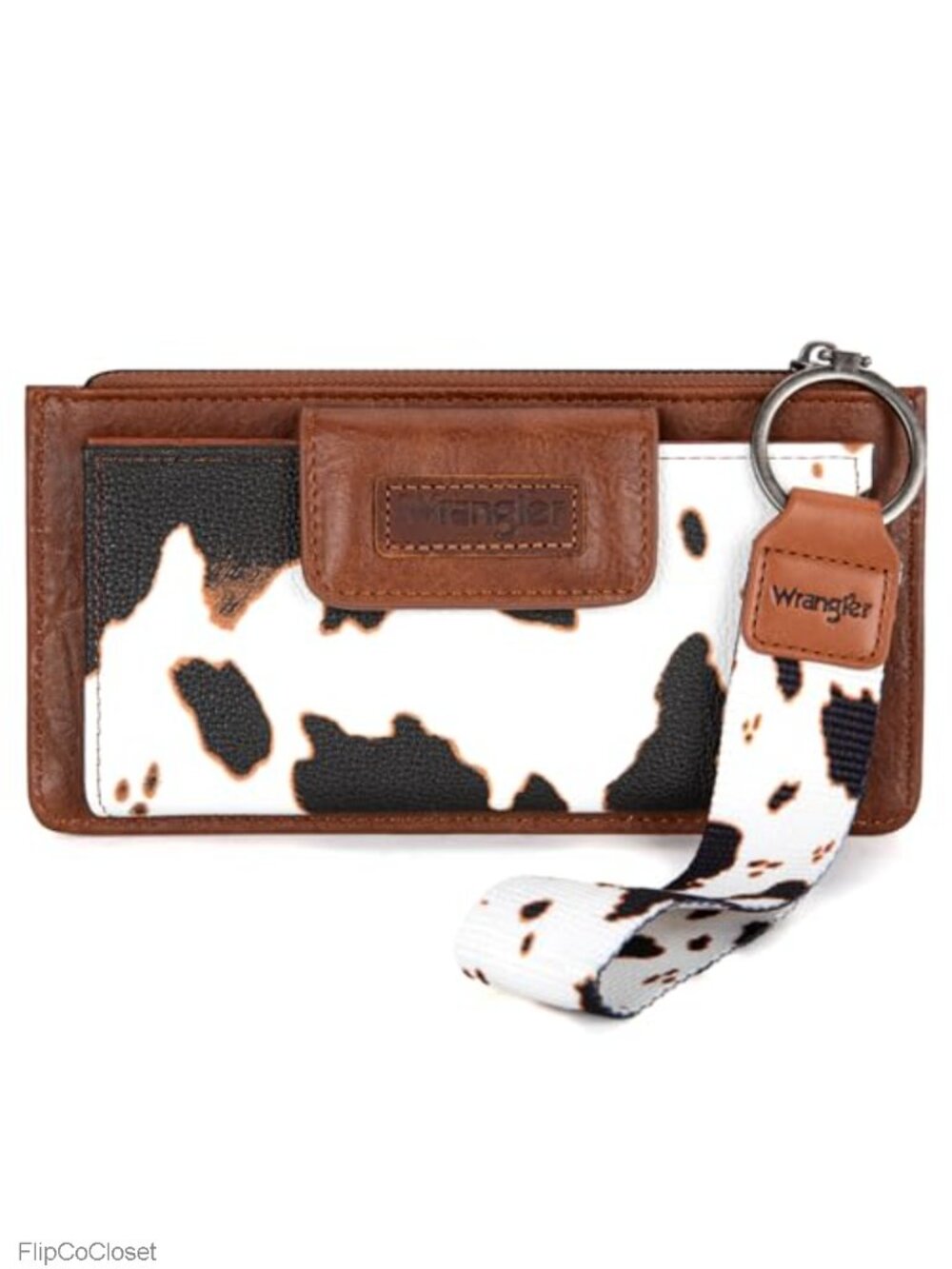 Wrangler Cow Print Wristlet Wallet RFID Card Case Coin Purse